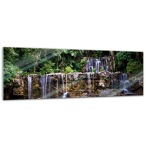 Glasbild - Wasserfall in Thailand - 120x40 cm - Deko Glas...
