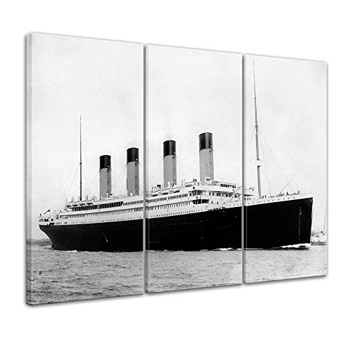 Wandbild Titanic - 150x90cm mehrteilig quer - Leinwandbild Kunstdruck Bild auf Leinwand Gemälde - Berühmtheiten & Zeitgeschichte