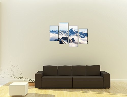 Wandbild - Mount Cook - Neuseeland - Bild auf Leinwand - 120x80 cm vierteilig - Leinwandbilder - Landschaften - Aoraki - Blick auf die Neuseeländischen Alpen