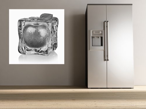 Bilderdepot24 Vlies Fototapete - Eiswürfel mit Apfel - schwarz Weiss - 50x50 cm - mit Kleister - Poster - Foto auf Tapete - Wandbild - Wandtapete - Vliestapete