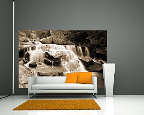 Bilderdepot24 Vlies Fototapete - Drakensberg - Wasserfall - sephia - Sepia - 100x65 cm - mit Kleister - Poster - Foto auf Tapete - Wandbild - Wandtapete - Vliestapete