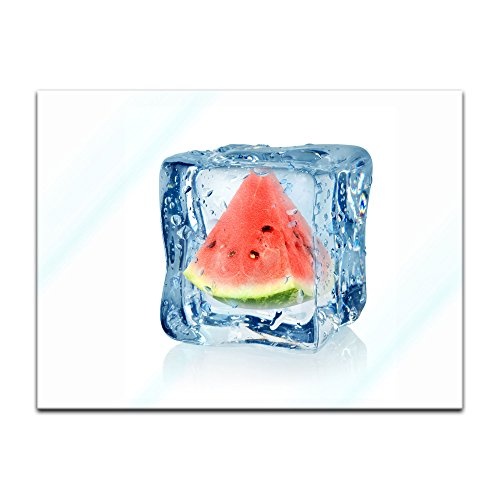 Glasbild - Eiswürfel Wassermelone - 80x60 cm - Deko...