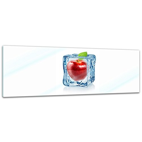 Glasbild - Eiswürfel Roter Apfel - 90x30 cm - Deko Glas - Wandbild aus Glas - Bild auf Glas - Moderne Glasbilder - Glasfoto - Echtglas - kein Acryl - Handmade