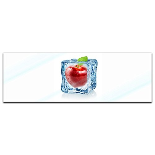 Glasbild - Eiswürfel Roter Apfel - 90x30 cm - Deko Glas - Wandbild aus Glas - Bild auf Glas - Moderne Glasbilder - Glasfoto - Echtglas - kein Acryl - Handmade