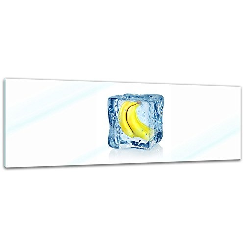 Glasbild - Eiswürfel Banane - 120x40 cm - Deko Glas - Wandbild aus Glas - Bild auf Glas - Moderne Glasbilder - Glasfoto - Echtglas - kein Acryl - Handmade