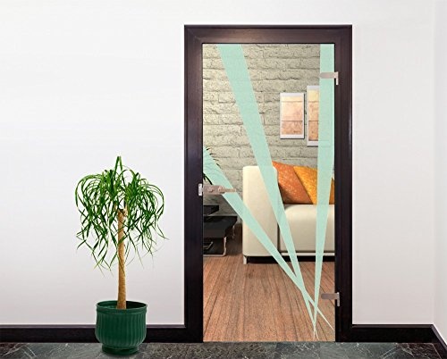 Glasdekor Türfolie Milchglas 3 Strahlen II 90 x 200 cm - Mint - Badezimmer Dusche Büro Glastür Fenster Büro Balkon - Sichtschutz Blickdicht selbstklebend