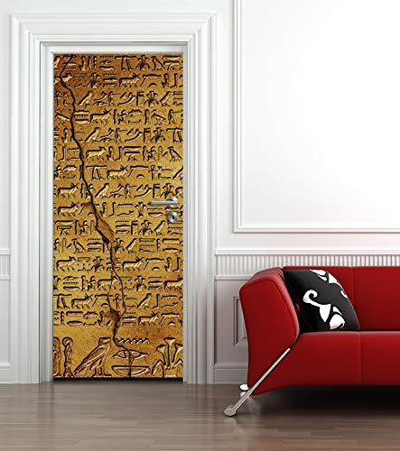 Türtapete selbstklebend Hieroglyphen 90 x 200 cm - einteilig Türaufkleber Türfolie Türposter - Bild Schrift Ägypten Nubien Symbol Stein Kunst Kultur