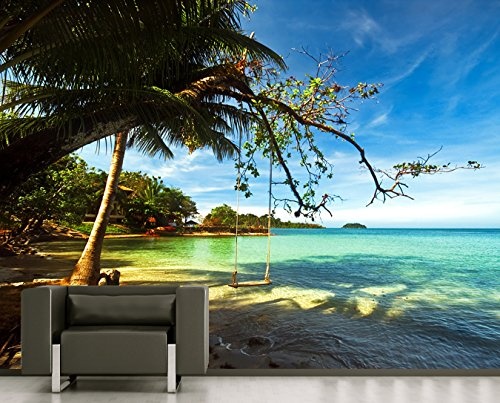 Fototapete selbstklebend Tropical Beach Under Blue Sky - Thailand - 230x150 cm - Wandtapete - Poster - Dekoration - Wandbild - Wandposter - Bild - Wandbilder - Wanddeko