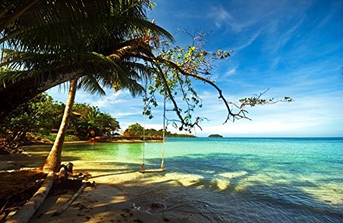 Fototapete selbstklebend Tropical Beach Under Blue Sky - Thailand - 230x150 cm - Wandtapete - Poster - Dekoration - Wandbild - Wandposter - Bild - Wandbilder - Wanddeko