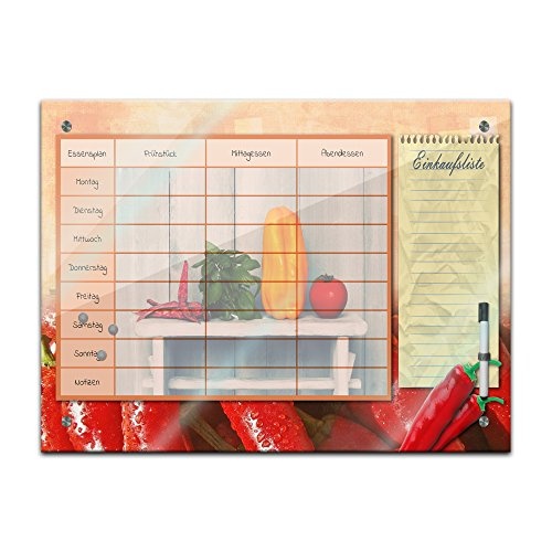 Memoboard 80 x 60 cm, Planer - Gemüse - Memotafel Pinnwand - Essenplaner - Übersicht -Wochenplaner - Kochen - essen planen - Familienplaner - Küche - Flur - Wohnzimmer - Esszimmer - Familie