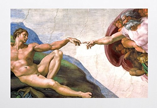 Bilderdepot24 selbstklebende Fototapete Michelangelo - Alte Meister "Die Erschaffung Adams" 150 x 100 cm - direkt vom Hersteller, Vinyl