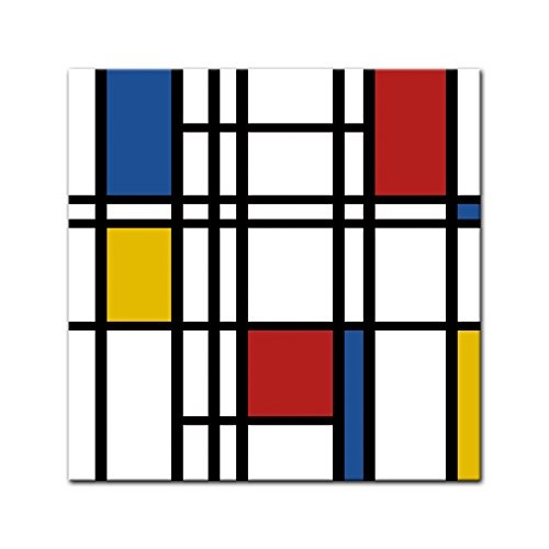 Bilderdepot24 Wandbild - Mondrian Retro - Bild auf Leinwand - 40x40 cm - Leinwandbilder - Wandbild Wandbild Kunst & Life Style - Moderne - Abstrakt - Piet Mondrian - Komposition