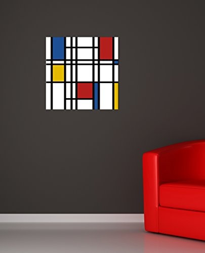 Bilderdepot24 Wandbild - Mondrian Retro - Bild auf Leinwand - 40x40 cm - Leinwandbilder - Wandbild Wandbild Kunst & Life Style - Moderne - Abstrakt - Piet Mondrian - Komposition