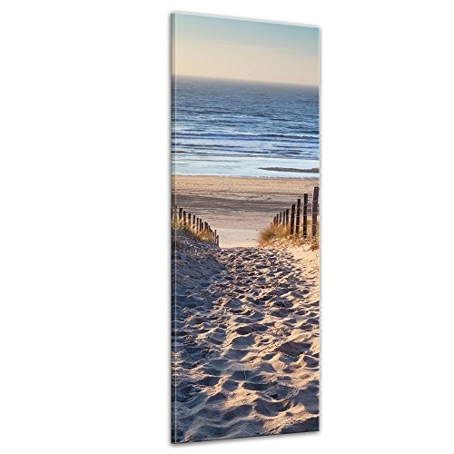 Wandbild - Schöner Weg zum Strand III - Bild auf Leinwand - 30x90 cm einteilig - Leinwandbilder - Urlaub, Sonne & Meer - Nordsee - Dünen mit Strandgräsern - Idylle - Erholung