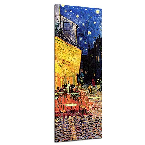 Keilrahmenbild Vincent Van Gogh Caféterrasse am Abend - 40x120cm hochkant - Alte Meister Berühmte Gemälde Leinwandbild Kunstdruck Bild auf Leinwand