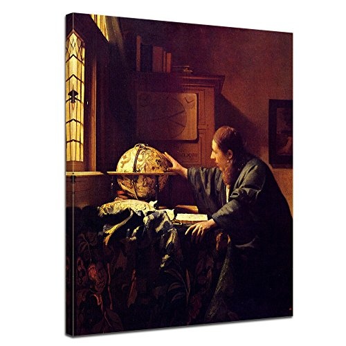 Wandbild Jan Vermeer Der Astronom - 40x50cm hochkant - Alte Meister Berühmte Gemälde Leinwandbild Kunstdruck Bild auf Leinwand