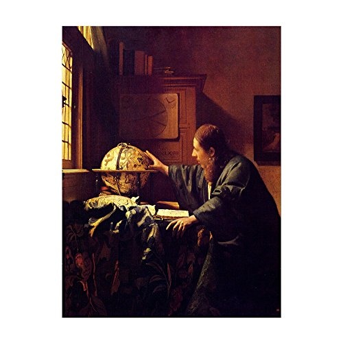 Wandbild Jan Vermeer Der Astronom - 40x50cm hochkant - Alte Meister Berühmte Gemälde Leinwandbild Kunstdruck Bild auf Leinwand
