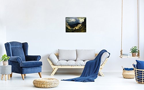 Leinwandbild Albert Bierstadt A Storm in The Rocky Mountains - 80x60cm quer - Wandbild Alte Meister Kunstdruck Bild auf Leinwand Berühmte Gemälde
