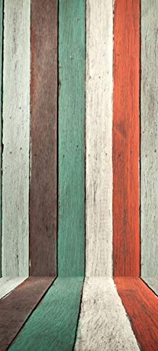 Bilderdepot24 Türtapete selbstklebend Bunte Holzwand 90 x 200 cm - einteilig Türaufkleber Türfolie Türposter - Holz Farbe Textur Material