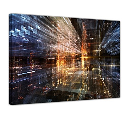 Wandbild - Abstrakte Kunst LVI - Bild auf Leinwand - 80x60 cm einteilig - Leinwandbilder - Abstrakt - virtueller Raum - Feuer und EIS