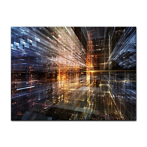 Wandbild - Abstrakte Kunst LVI - Bild auf Leinwand - 80x60 cm einteilig - Leinwandbilder - Abstrakt - virtueller Raum - Feuer und EIS