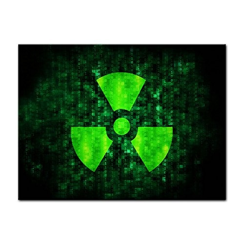Wandbild - Radioaktiv - Bild auf Leinwand - 80x60 cm einteilig - Leinwandbilder - Urban & Graphic - Trefoil-Symbol - Warnung vor Gefahr - Strahlung - nuklear - grün