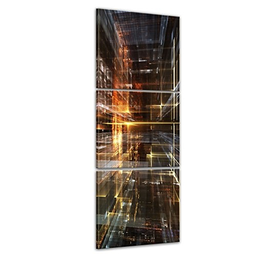 Wandbild - Abstrakte Kunst LVI - Bild auf Leinwand - 40x120 cm dreiteilig - Leinwandbilder - Abstrakt - virtueller Raum - Feuer und EIS