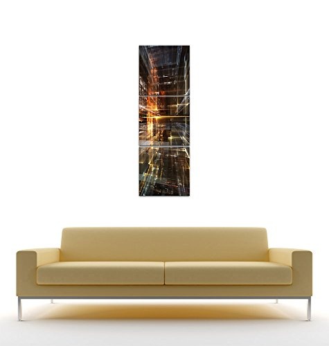 Wandbild - Abstrakte Kunst LVI - Bild auf Leinwand - 40x120 cm dreiteilig - Leinwandbilder - Abstrakt - virtueller Raum - Feuer und EIS