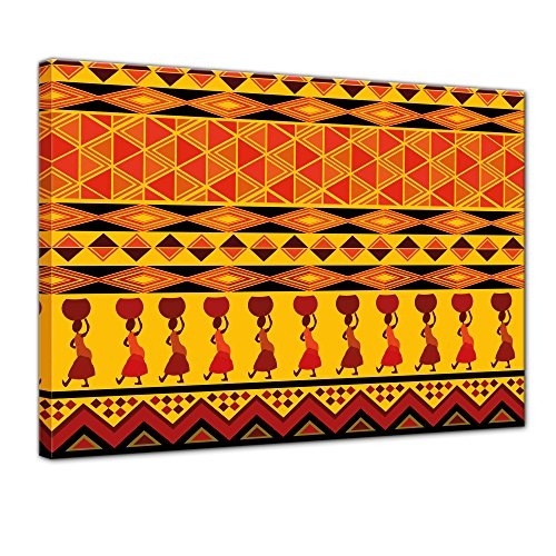 Wandbild - Afrika Design - Bild auf Leinwand - 60x50 cm einteilig - Leinwandbilder - Urban & Graphic - rot orange