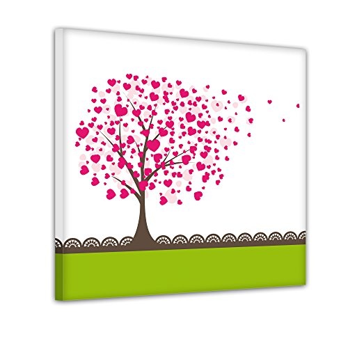 Bilderdepot24 Baum aus Herzen II - Ausmalbild auf Leinwand, aufgespannt auf Rahmen - Quadrat-Format - 40x40 cm