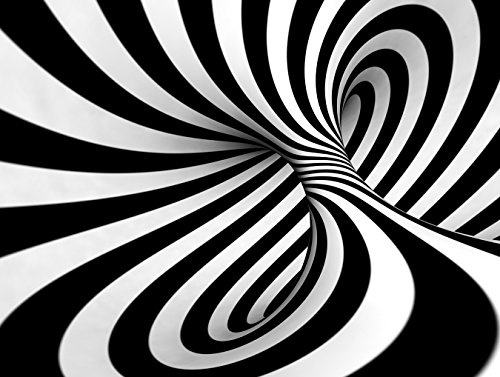 Bilderdepot24 Vlies Fototapete - Abstrakte 3D Spirale - schwarz Weiss - 265x200 cm - mit Kleister - Poster - Foto auf Tapete - Wandbild - Wandtapete - Vliestapete