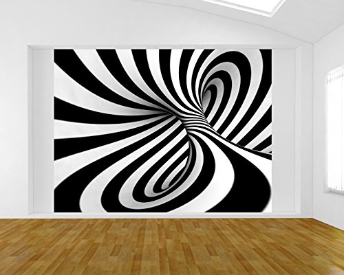 Bilderdepot24 Vlies Fototapete - Abstrakte 3D Spirale - schwarz Weiss - 265x200 cm - mit Kleister - Poster - Foto auf Tapete - Wandbild - Wandtapete - Vliestapete