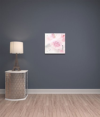 Bilderdepot24 Memoboard 40 x 40 cm, Aquarelle - Rosa Rosen - Memotafel Pinnwand - Natur - Blumenbild - Wasserfarbe - Blüte - rosa - Küche - Glasbild - Handmade