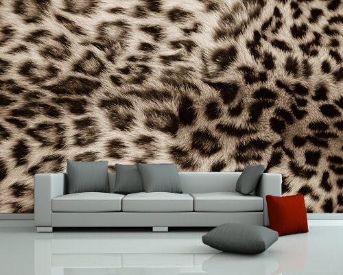 Bilderdepot24 Fototapete selbstklebend Leopardenfell - sephia 420x270 cm - Designtapete Wallpaper Print - Katze Tier Raubtier Afrika Asien Fellmuster