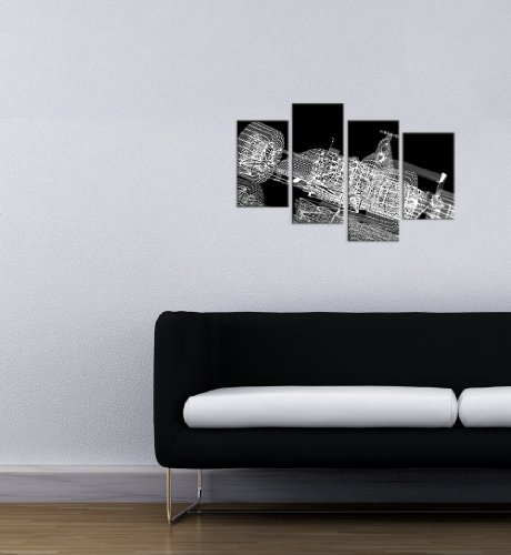 Wandbild - Formel 1 Rennwagen - Bild auf Leinwand - 120x80 cm 4 teilig - Leinwandbilder - Bilder als Leinwanddruck - Urban & Graphic - Abstrakte Kunst - Illustration eines F1 Boliden