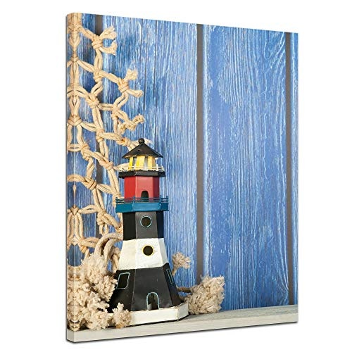 Wandbild Home Dekor Leuchtturm - 30 x 40 cm Bilder als Leinwanddruck Fotoleinwand Leinwand Kunst & Life Style Deko - Maritim - Strandmotiv