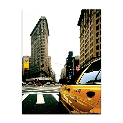 Wandbild - Yellow Cab - New York USA - Bild auf Leinwand - 30 x 40 cm - Leinwandbilder - Bilder als Leinwanddruck - Städte & Kulturen - Amerika - USA - Taxi in New York