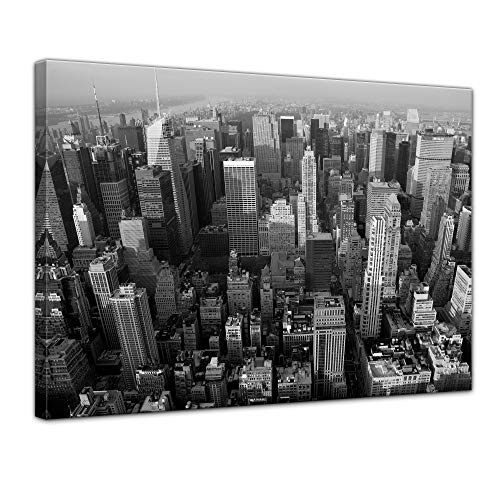 Wandbild - Skyline von New York - Bild auf Leinwand - 40 x 30 cm - Leinwandbilder - Bilder als Leinwanddruck - Städte & Kulturen - Amerika - New York - Manhattan - schwarz weiß