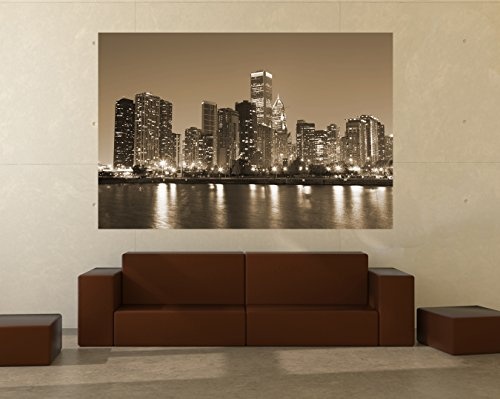 Fototapete selbstklebend Chicago - sephia 180x120 cm - Wandtapete - Poster - Dekoration - Wandbild - Wandposter - Bild - Wandbilder - Wanddeko
