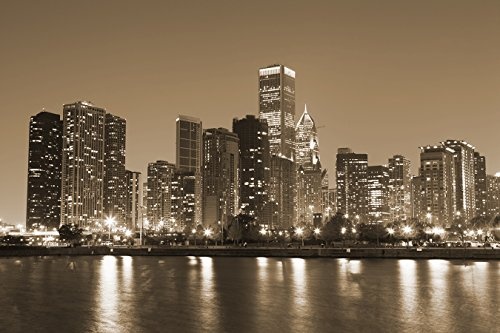 Fototapete selbstklebend Chicago - sephia 180x120 cm -...