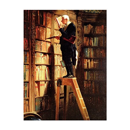 Wandbild Carl Spitzweg Der Bücherwurm - 50x60cm hochkant - Alte Meister Berühmte Gemälde Leinwandbild Kunstdruck Bild auf Leinwand