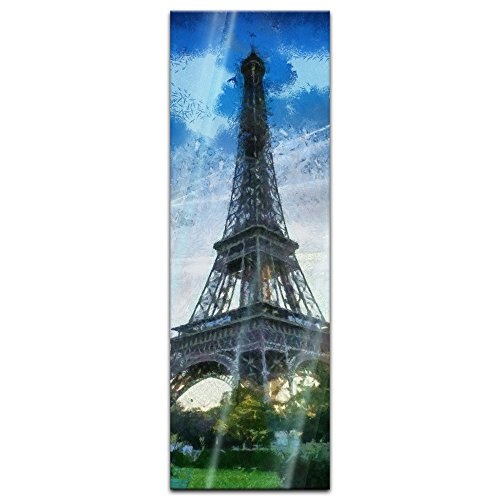 Bilderdepot24 Glasbild Aquarell - Eiffelturm - 30 x 90 cm...