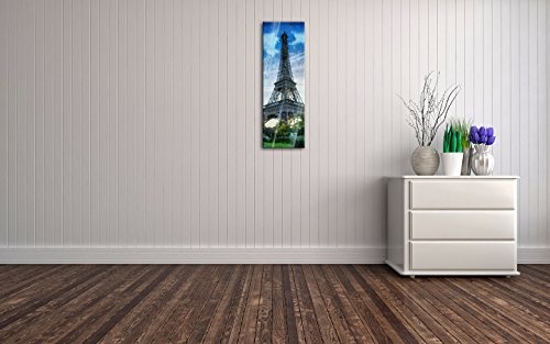 Bilderdepot24 Glasbild Aquarell - Eiffelturm - 30 x 90 cm - Deko Glas - brilliante Farben, inkl. Aufhängung