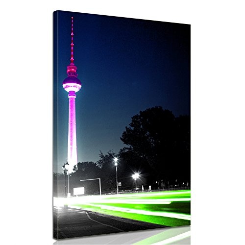 Keilrahmenbild - Blick auf den Berliner Fernsehturm - Bild auf Leinwand - 60x100 cm - Leinwandbilder - Städte & Kulturen - Deutschland - Berlin - Wahrzeichen - Osten