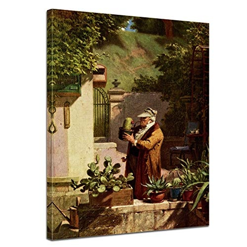Wandbild Carl Spitzweg Der Kaktusfreund - 40x50cm hochkant - Alte Meister Berühmte Gemälde Leinwandbild Kunstdruck Bild auf Leinwand