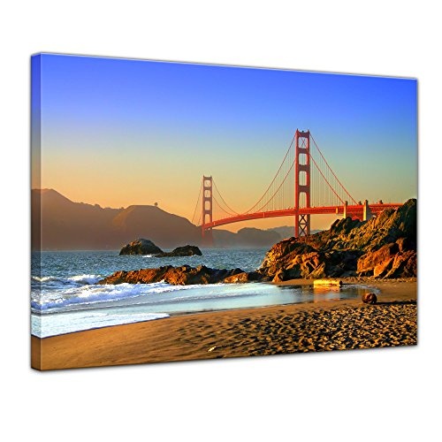 Keilrahmenbild - Golden Gate Bridge - Bild auf Leinwand...