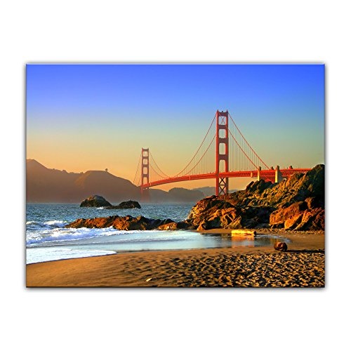 Keilrahmenbild - Golden Gate Bridge - Bild auf Leinwand 120 x 90 cm - Leinwandbilder - Bilder als Leinwanddruck - Städte & Kulturen - USA - Amerika - Brücke in Kalifornien