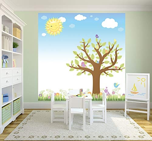 Bilderdepot24 Fototapete selbstklebend Kinderbild - Sommertag - Pastell - 300x300 cm - Poster - Dekoration - Wandbild - Wandposter - Wand - Wanddeko