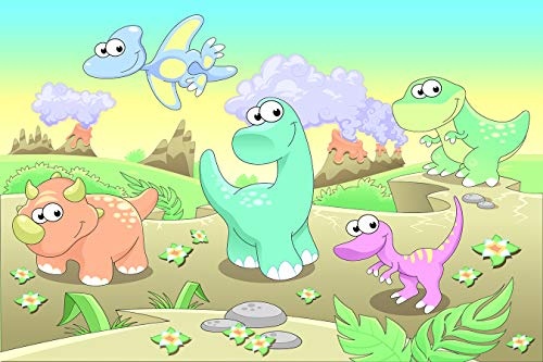Bilderdepot24 Fototapete selbstklebend Kinderbild - Dinosaurierjungen - Pastell - 300x200 cm - Poster - Dekoration - Wandbild - Wandposter - Wand - Wanddeko