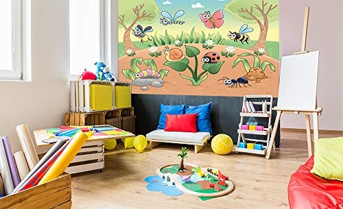 Bilderdepot24 Fototapete selbstklebend Kinderbild - Waldlichtung Cartoon - Pastell - 300x200 cm - Poster - Dekoration - Wandbild - Wandposter - Wand - Wanddeko